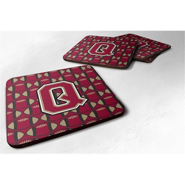 Carolines Treasures Letter Q Football Garnet and Gold Foam Coaster, Set of 4 - CJ1078-QFC