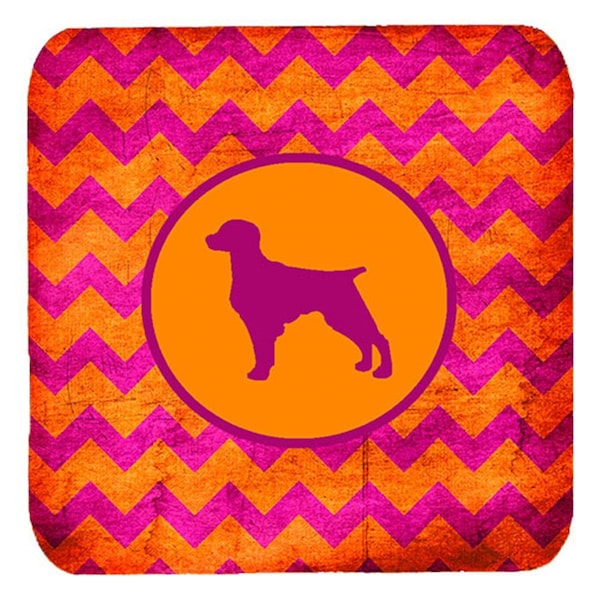Carolines Treasures Boykin Spaniel Chevron Pink And Orange Foam Coasters- Set of 4 - SDK1017-B-FC