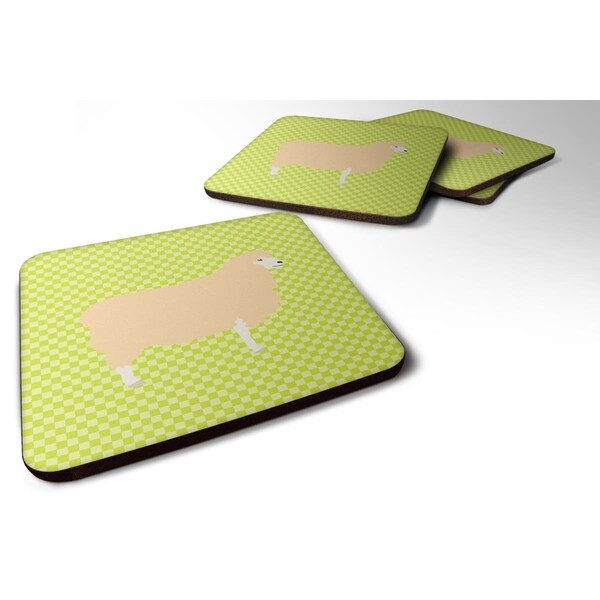 Carolines Treasures English Leicester Longwool Sheep Green Foam Coaster, Set of 4 - BB7800FC