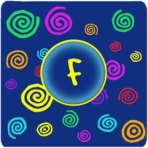 Carolines Treasures Monogram - Blue Swirls Foam Coasters Initial Letter F- Set of 4 - CJ1011-FFC
