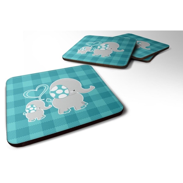Carolines Treasures Mommy & Baby Elephant Foam Coasters - Set of 4 - BB6834FC