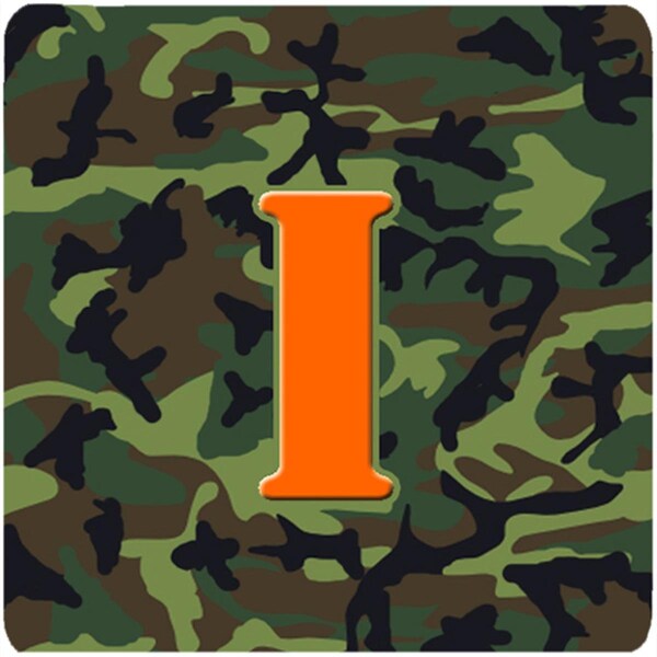 Carolines Treasures Monogram - Camo Green Foam Coasters- Initial Letter I, 3.5 x 3.5 in., 4PK - CJ1030-IFC