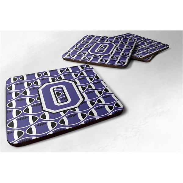 Carolines Treasures Letter O Football Purple and White Foam Coaster, Set of 4 - CJ1068-OFC
