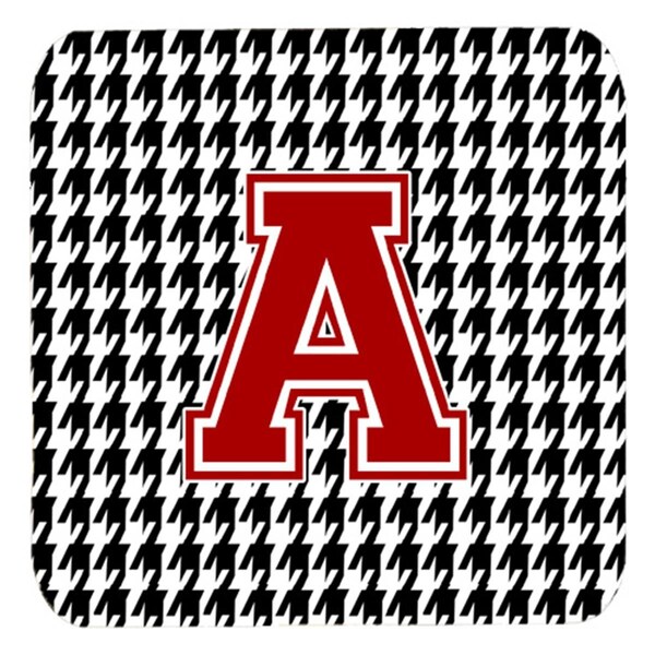 Carolines Treasures Set of 4 Letter A Monogram - Houndstooth Foam Coasters - CJ1021-AFC