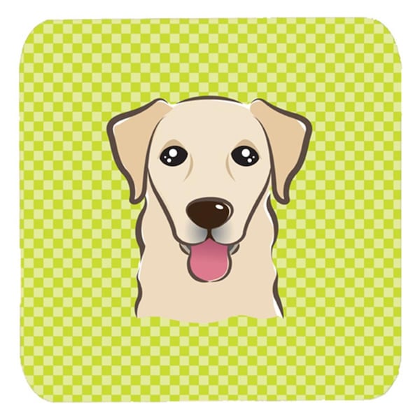 Carolines Treasures 3.5 x 3.5 In. Checkerboard Lime Green Golden Retriever Foam Coasters, 4PK - BB1314FC