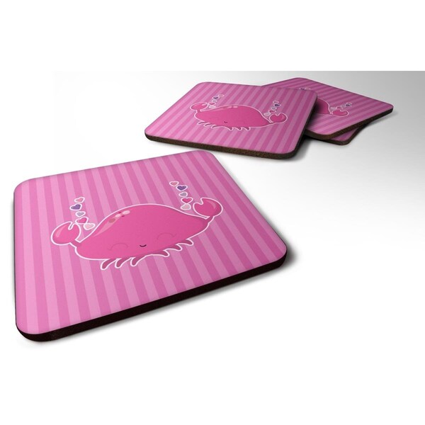 Carolines Treasures Pink Crab Foam Coasters - Set of 4 - BB7129FC