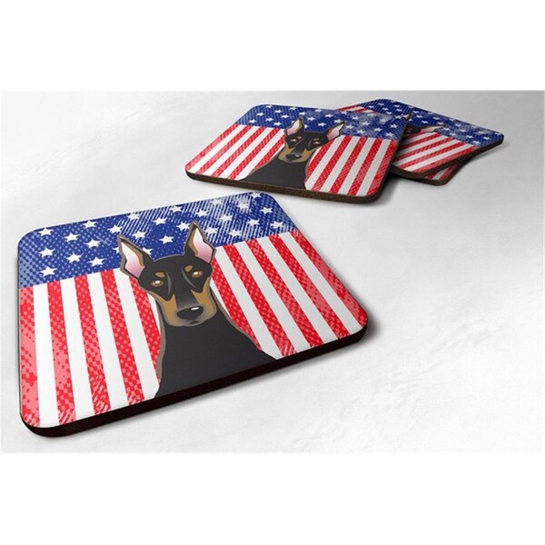 Carolines Treasures American Flag and Doberman Foam Coaster, Set of 4 - BB2175FC