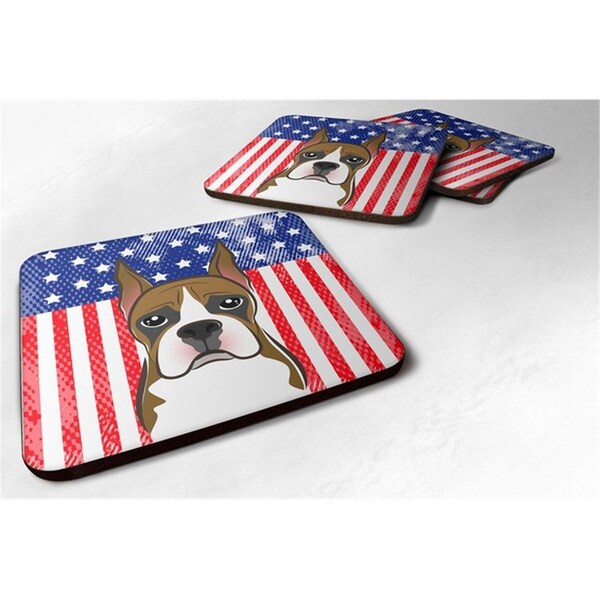 Carolines Treasures American Flag and Boxer Foam Coaster, Set of 4 - BB2153FC