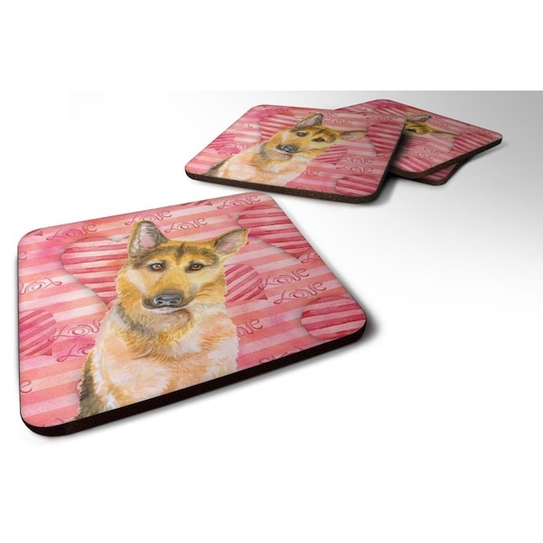 Carolines Treasures German Shepherd No.2 Love Foam Coaster - Set of 4 - BB9798FC