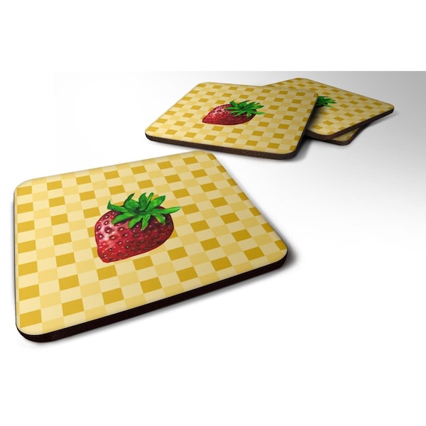 Carolines Treasures Strawberry on Basketweave Foam Coasters - Set of 4 - BB7251FC