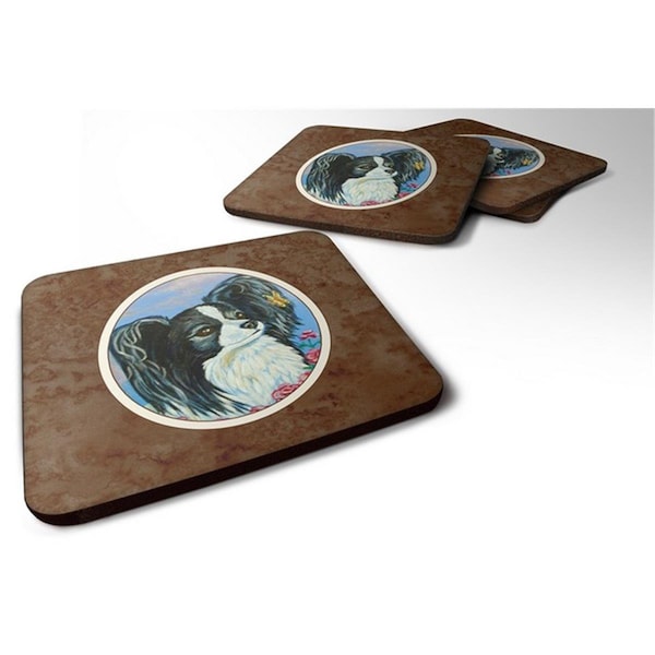 Carolines Treasures Black and White Papillon Foam Coaster, Set of 4 - 7247FC
