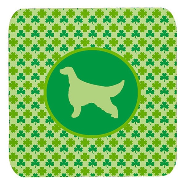 Carolines Treasures Irish Setter Lucky Shamrock Foam Coasters- Set of 4 - SDK1038-C-FC