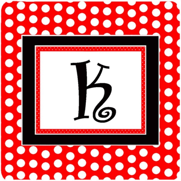 Carolines Treasures Monogram - Red Black Polka Dots Foam Coasters Initial Letter K, 4PK - CJ1012-KFC