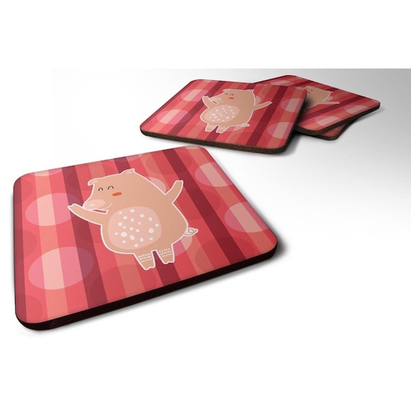 Carolines Treasures Dancing Pig Foam Coasters - Set of 4 - BB6742FC