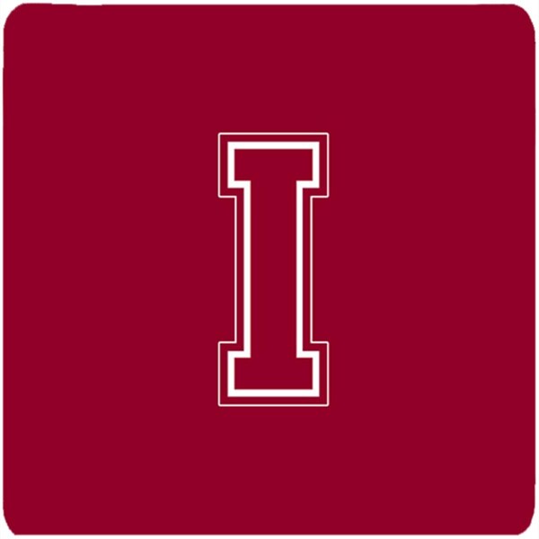Carolines Treasures Set of 4 Monogram - Maroon and White Foam Coasters Initial Letter I - CJ1032-IFC