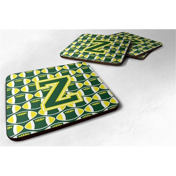Carolines Treasures Letter Z Football Green and Yellow Foam Coaster, Set of 4 - CJ1075-ZFC