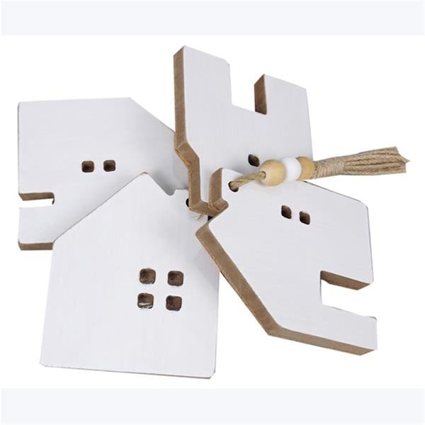 Youngs 4.3 in. Wood House Shaped Coasters, 4PK - 11167