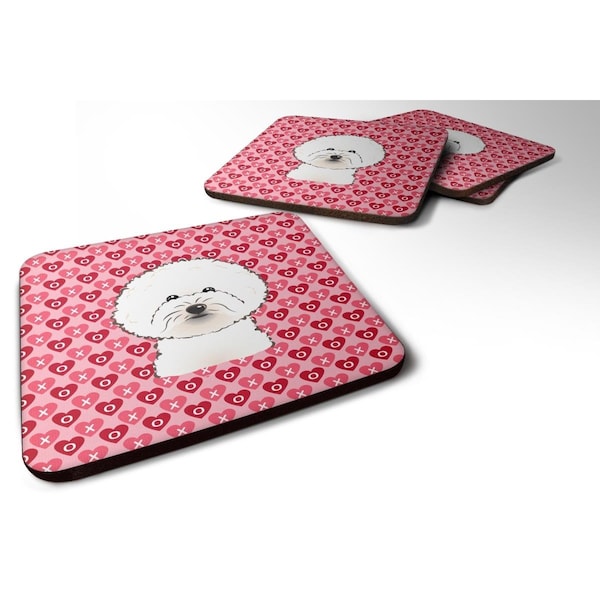 Carolines Treasures Bichon Frise Hearts Foam Coasters - Set of 4 - BB5287FC