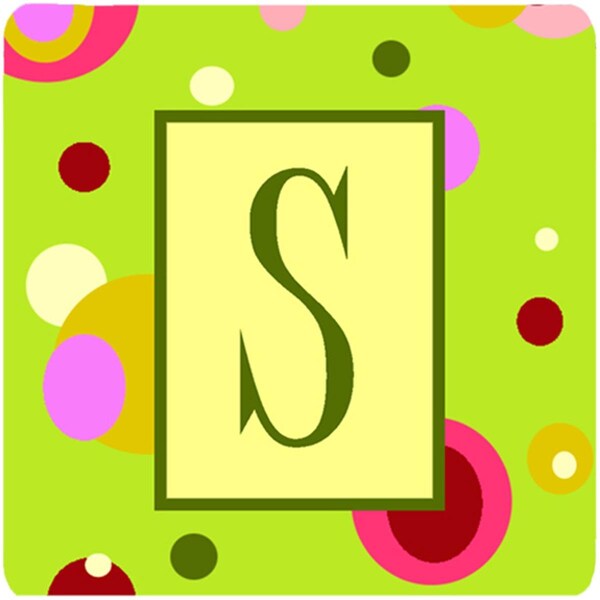 Carolines Treasures Monogram - Green Foam Coasters Initial Letter S- Set of 4 - CJ1010-SFC