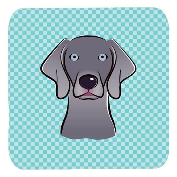 Carolines Treasures Carolines Treasures BB1169FC 3.5 x 3.5 In. Checkerboard Blue Weimaraner Foam Coasters; Set Of 4 - BB1169FC