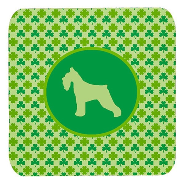 Carolines Treasures Schnauzer Lucky Shamrock Foam Coasters- Set of 4 - SDK1054-C-FC