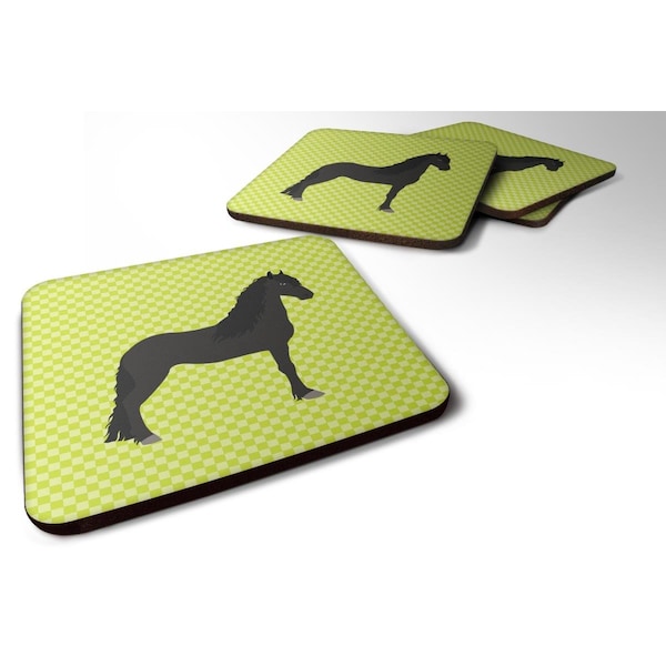 Carolines Treasures Friesian Horse Green Foam Coaster, Set of 4 - BB7741FC