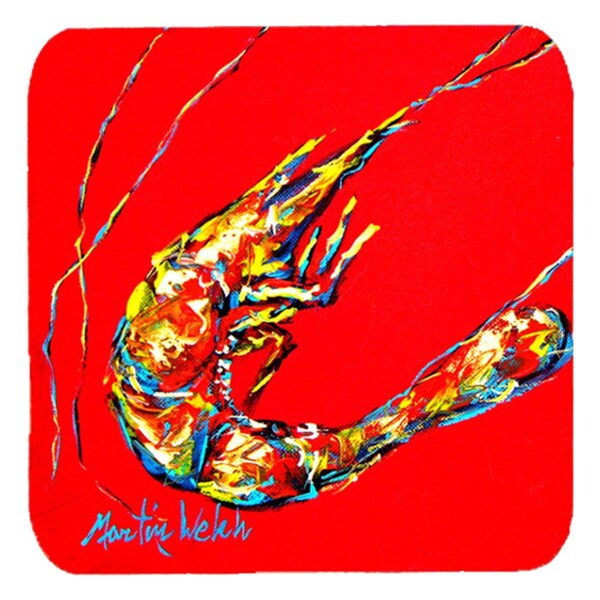 Carolines Treasures Shrimp Backwards Then Forwards Foam Coasters- Set of 4 - MW1006FC