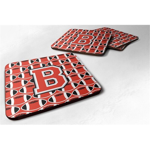 Carolines Treasures Letter B Football Scarlet and Grey Foam Coaster, Set of 4 - CJ1067-BFC