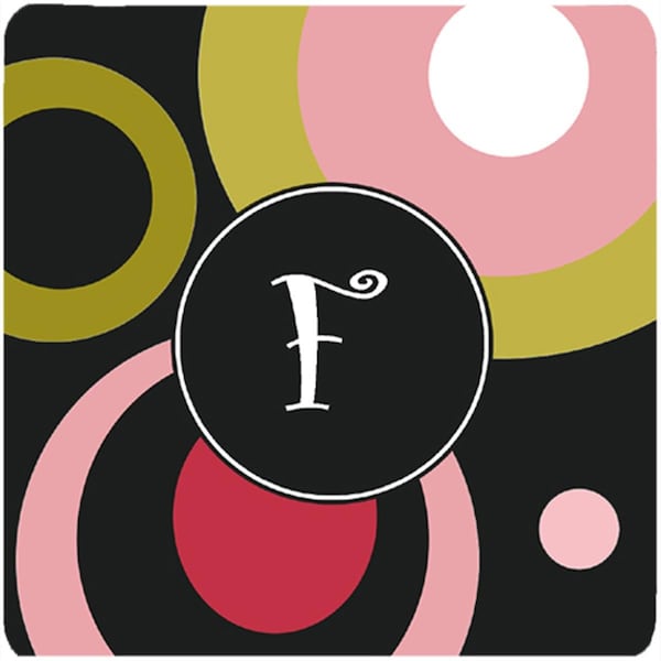 Carolines Treasures Monogram - Retro In Black Foam Coasters - Set of 4- 3.5 x 3.5 In. - AM1001-FFC