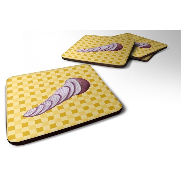 Carolines Treasures Red Onion on Basketweave Foam Coasters - Set of 4 - BB7211FC