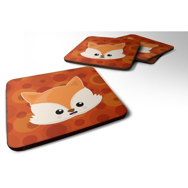 Carolines Treasures Baby Fox Face Polkadots Foam Coasters - Set of 4 - BB7089FC