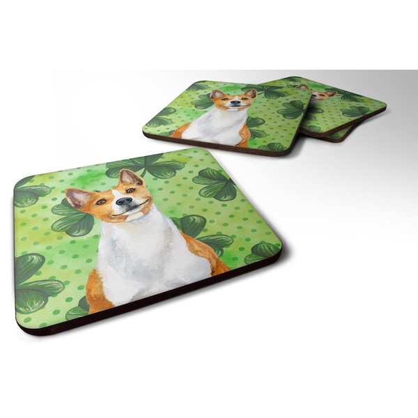 Carolines Treasures Basenji St.Patricks Foam Coaster, 3.5 x 3.5 in. - Set of 4 - BB9866FC