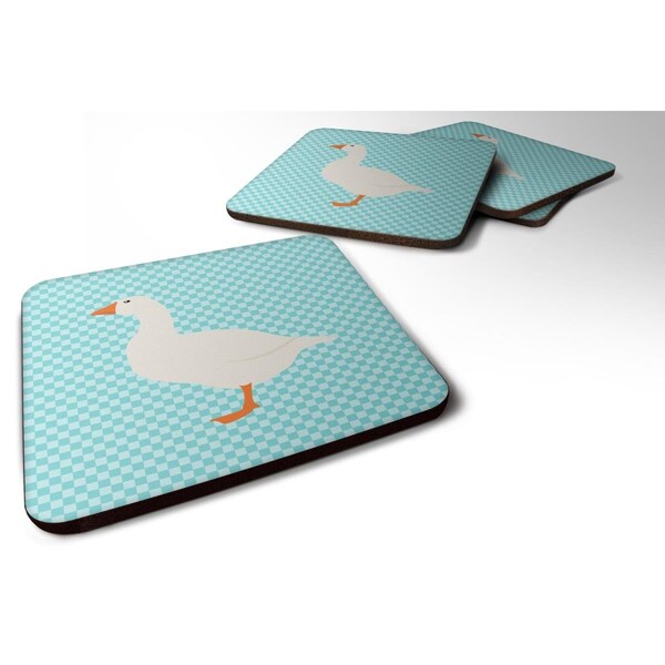 Carolines Treasures Shire Horse Blue Check Foam Coaster, Set of 4 - BB8074FC
