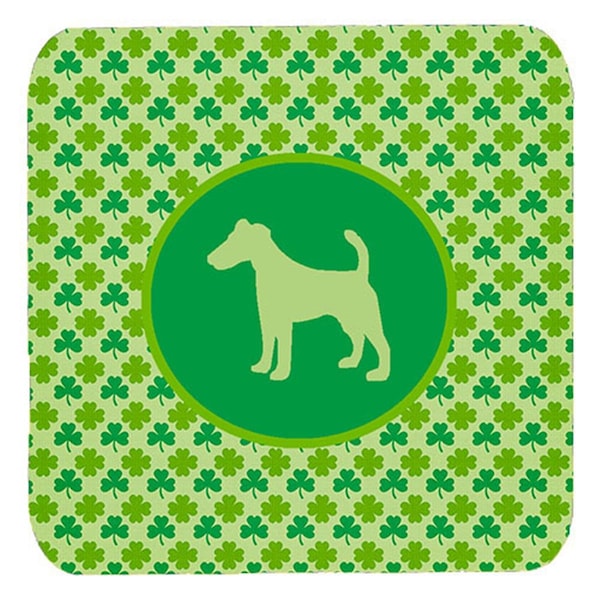 Carolines Treasures Fox Terrier Smooth Lucky Shamrock Foam Coasters- Set of 4 - SDK1058-C-FC