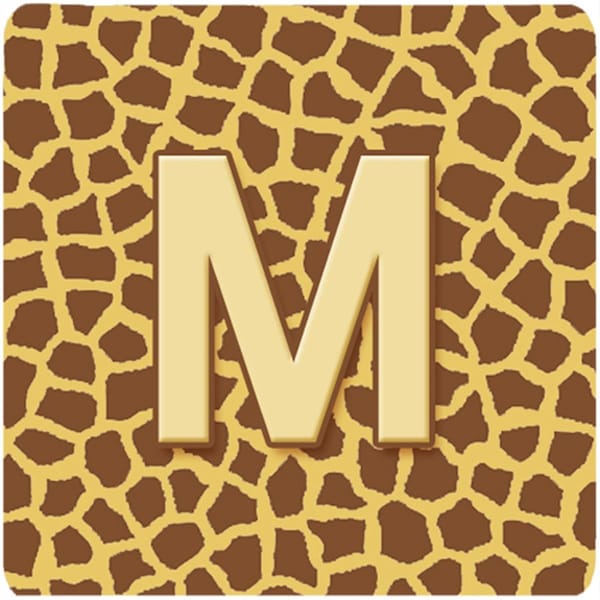Carolines Treasures Monogram - Giraffe Foam Coasters- Initial Letter M, 3.5 x 3.5 in., 4PK - CJ1025-MFC