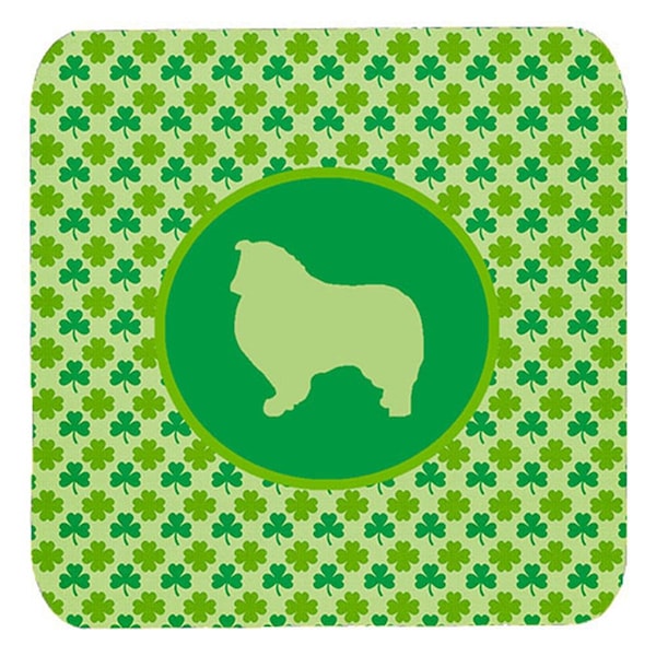 Carolines Treasures Collie Lucky Shamrock Foam Coasters- Set of 4 - SDK1126-C-FC