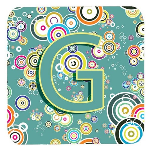Carolines Treasures Letter G Circle Circle Teal Initial Alphabet Foam Coasters- Set of 4 - CJ2015-GFC