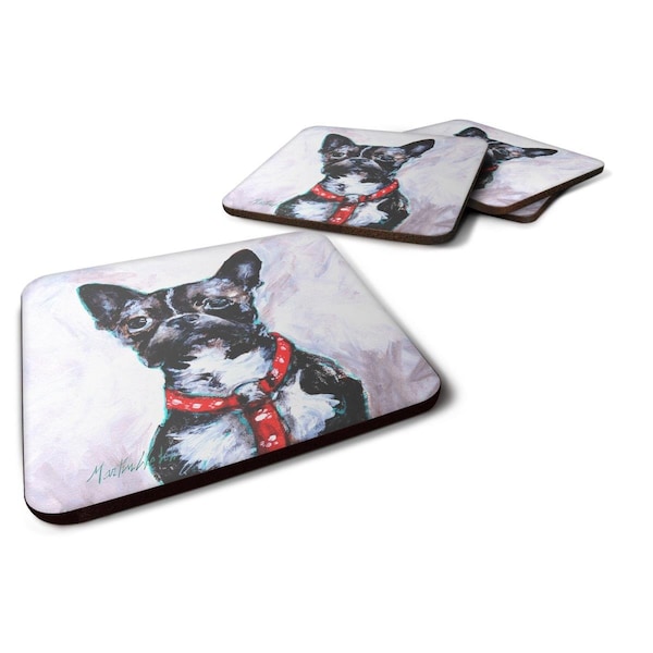 Carolines Treasures Boston Terrier Brindle Ziggy Foam Coasters - Set of 4 - MW1312FC