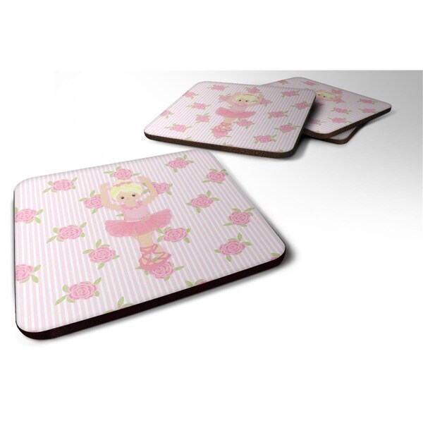 Carolines Treasures Ballerina Blonde Front Pose Foam Coaster, Set of 4 - BB5164FC