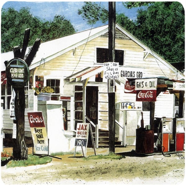 Carolines Treasures Garcias Grocery Foam Coasters - Set of 4- 3.5 x 3.5 In. - 8130FC