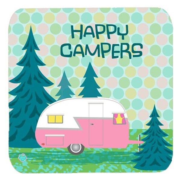 Carolines Treasures Happy Campers Glamping Trailer Foam Coasters- Set of 4 - VHA3004FC