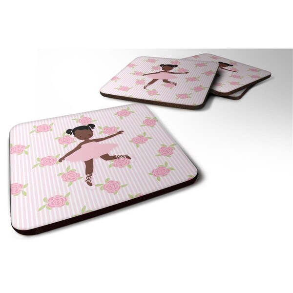 Carolines Treasures Ballerina African American Ponytails Foam Coaster, Set of 4 - BB5192FC