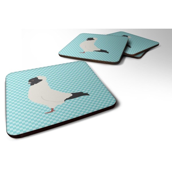 Carolines Treasures Nun Pigeon Blue Check Foam Coaster, Set of 4 - BB8126FC