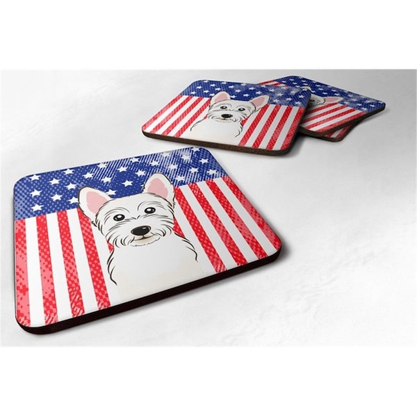 Carolines Treasures American Flag and Westie Foam Coaster, Set of 4 - BB2156FC