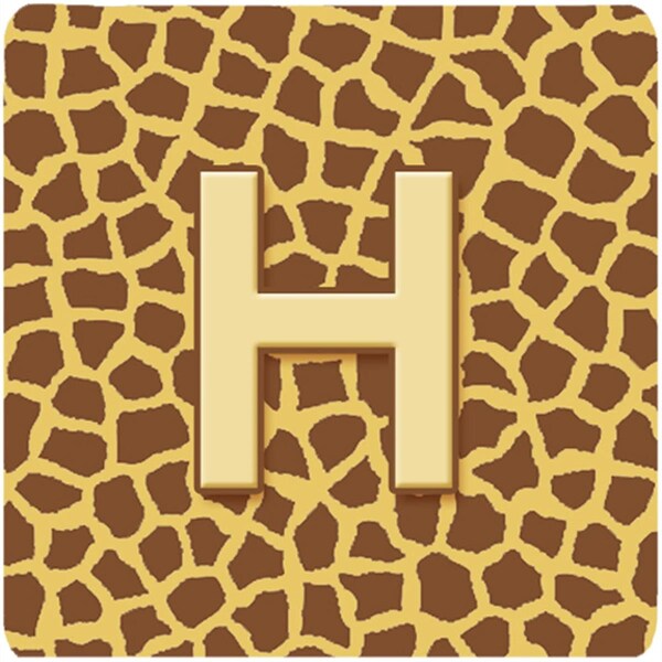 Carolines Treasures Monogram - Giraffe Foam Coasters- Initial Letter H, 3.5 x 3.5 in., 4PK - CJ1025-HFC