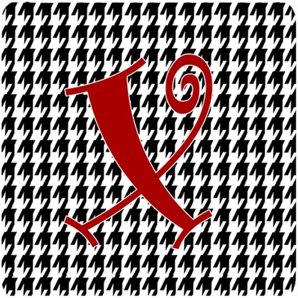 Carolines Treasures Set of 4 Monogram - Houndstooth Black Foam Coasters Initial Letter x - CJ1035-XFC