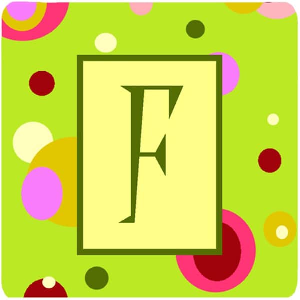 Carolines Treasures Monogram - Green Foam Coasters Initial Letter F- Set of 4 - CJ1010-FFC