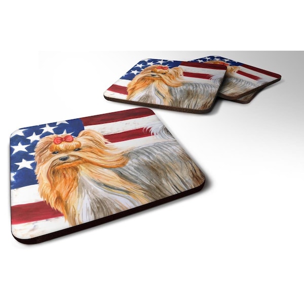 Carolines Treasures Yorkshire Terrier Patriotic Foam Coaster, 3.5 x 3.5 in. - Set of 4 - BB9685FC