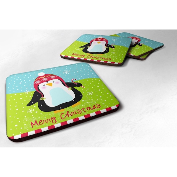 Carolines Treasures Merry Christmas Happy Penguin Foam Coasters - Set of 4 - VHA3015FC