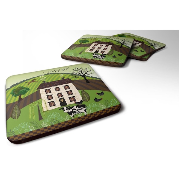 Carolines Treasures Folk Art Country House Foam Coasters - Set of 4 - VHA3024FC